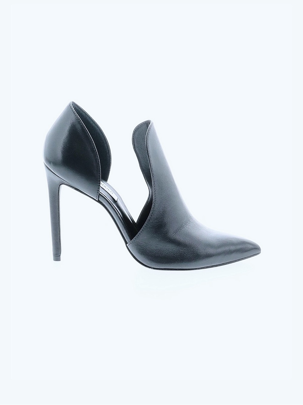 Steve Madden Black Leather Pointed Toe Cutout Stiletto Heels Pumps Dolly Size M